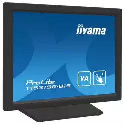 Монитор IIYAMA T1531SR-B1S, 15", Touch monitor, Resistive technology, VA Panel, 4:3, XGA 1024x768, 350cd/m2, 2500:1, 18ms, IP54 Front, VGA, HDMI, DisplayPort, Speakers, Tilt, VESA 100, Black