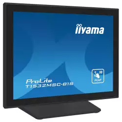 Монитор IIYAMA T1532MSC-B1S, 15", Touch monitor, Projective capacitive technology, TN Panel, XGA 1024x768, 4:3, 350cd/m2, 800:1, 8ms, IP54 Front, OSD key lock, VGA, HDMI, DisplayPort, Speakers, Tilt, VESA 100, Black