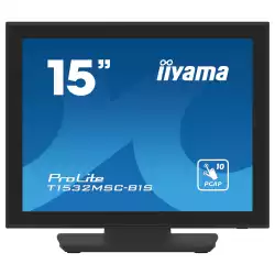 Монитор IIYAMA T1532MSC-B1S, 15", Touch monitor, Projective capacitive technology, TN Panel, XGA 1024x768, 4:3, 350cd/m2, 800:1, 8ms, IP54 Front, OSD key lock, VGA, HDMI, DisplayPort, Speakers, Tilt, VESA 100, Black