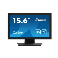 Монитор IIYAMA T1634MC-B1S, 15.6", Touch monitor, Projective capacitive, IPS LED Panel, 16:9, 450cd/m2, 700:1, 25ms, 7H, IP65 Front, Anti-fingerprint coating, Palm rejection, VGA, HDMI, DisplayPort, External control pad TOUCHV01, Tilt, Landscape, Face up, VESA 100, Black