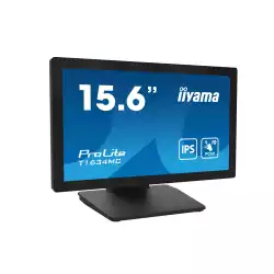 Монитор IIYAMA T1634MC-B1S, 15.6", Touch monitor, Projective capacitive, IPS LED Panel, 16:9, 450cd/m2, 700:1, 25ms, 7H, IP65 Front, Anti-fingerprint coating, Palm rejection, VGA, HDMI, DisplayPort, External control pad TOUCHV01, Tilt, Landscape, Face up, VESA 100, Black