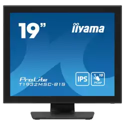Монитор IIYAMA T1932MSC-B1S, 19", IPS panel, 5:4, 10-points PCAP touch, 250cd/m2, 1000:1, 14ms, Edge to edge glass, VGA, HDMI, DP, Mini jack, Speakers, IP54 Front, OSD key lock, Tilt, VESA 100, Black