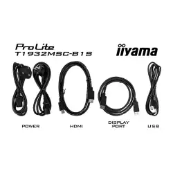 Монитор IIYAMA T1932MSC-B1S, 19", IPS panel, 5:4, 10-points PCAP touch, 250cd/m2, 1000:1, 14ms, Edge to edge glass, VGA, HDMI, DP, Mini jack, Speakers, IP54 Front, OSD key lock, Tilt, VESA 100, Black