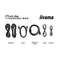 Монитор IIYAMA T1932MSC-B2S, 19 inch, Edge to edge glass, IPS panel, 5:4, PCAP touch, 250cd/m2, 1000:1, 14ms, VGA, HDMI, DP, Mini jack, Speakers, IP54 front, OSD key lock, Tilt, Face up, VESA, Black