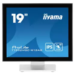 Монитор IIYAMA T1932MSC-W1SAG, 19", IPS panel, Anti-Glare, 10-points PCAP touch, 5:4, 1280 x 1024, 250cd/m2, 1000:1, 14ms, Edge to edge glass, IP54 Front, OSD key lock, VGA, HDMI, DP, Mini jack, Speakers, Tilt, VESA 100, White
