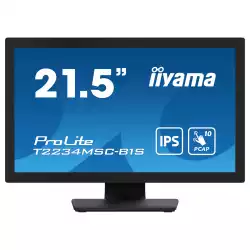 Монитор IIYAMA T2234MSC-B1S, 21.5", Touch monitor, 10 points Projective capacitive, IPS Panel, 16:9, FHD 1920x1080, 350cd/m2, 1000:1, 8ms, 7H, IP65 Front, Anti-fingerprint coating, OSD key lock, VGA, HDMI, DisplayPort, Speakers, Tilt, Portrait, Face up, VESA 100, Black