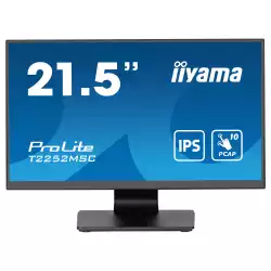 Монитор IIYAMA T2252MSC-B2, 21.5", Touch monitor, 10 points Projective capacitive, IPS Panel, 16:9, FHD 1920 x 1080, 250cd/m2, 1000:1, 5ms, 7H, Palm rejection, Blue light reducer, HDMI, DisplayPort, 2x USB, Tilt, Speakers, VESA 100, Energy class C, Black