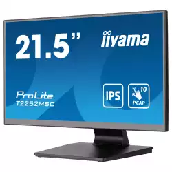 Монитор IIYAMA T2252MSC-B2, 21.5", Touch monitor, 10 points Projective capacitive, IPS Panel, 16:9, FHD 1920 x 1080, 250cd/m2, 1000:1, 5ms, 7H, Palm rejection, Blue light reducer, HDMI, DisplayPort, 2x USB, Tilt, Speakers, VESA 100, Black