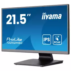 Монитор IIYAMA T2252MSC-B2AG, 21.5", IPS panel, AG, 16:9, FHD 1920x1080, 250cd/m2, 1000:1, 5ms, 7H, 10-pts PCAP touch, Palm rejection, OSD key lock, Anti- fingerprint, HDMI, DP, 2x USB, Audio out, Speakers, Tilt, VESA 100, Black