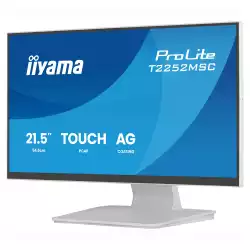 Монитор IIYAMA T2252MSC-W2AG, 21.5 inch, IPS panel, AG, 16:9, FHD 1920x1080, 250cd/m2, 1000:1, 5ms, 7H, 10-pts PCAP touch, Palm rejection, OSD key lock, Anti- fingerprint, HDMI, DP, 2x USB, Audio out, Speakers, Tilt, VESA, White