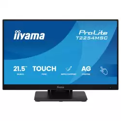 Монитор IIYAMA T2254MSC-B2AG, 21.5", IPS panel, AG, 10-points PCAP, 16:9, FHD 1920x1080, 300cd/m2, 1300:1, 4ms, 100Hz, 7H, MPP2.0 support, HDMI, DP, 2x USB, Audio out, Speakers, Flicker free, Face-up, Tilt, VESA 100, Black