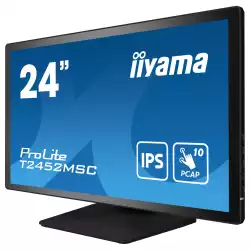 Монитор IIYAMA T2452MSC-B1, 23.8", IPS Panel, 16:9, 1920 x1080, 400cd/m2, 1000:1, 14ms, Projective capacitive touch, HDMI, DisplayPort, 2x USB, Audio Out, Speakers, OSD key lock, Flicker free, Tilt, VESA 100, Black