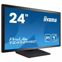 Монитор IIYAMA T2452MSC-B1, 23.8", IPS Panel, 16:9, 1920 x1080, 400cd/m2, 1000:1, 14ms, Projective capacitive touch, HDMI, DisplayPort, 2x USB, Audio Out, Speakers, OSD key lock, Flicker free, Tilt, VESA 100, Black