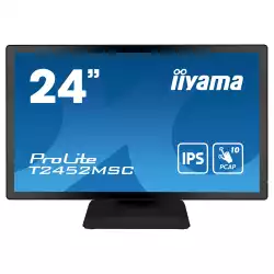 Монитор IIYAMA T2452MSC-B1, 23.8", IPS Panel, 16:9, 1920 x1080, 400cd/m2, 1000:1, 14ms, Projective capacitive touch, HDMI, DisplayPort, 2x USB, Audio Out, Speakers, OSD key lock, Flicker free, Tilt, VESA 100, Black