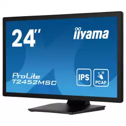 Монитор IIYAMA T2452MSC-B1AG, 23.8", IPS panel, 16:9, FHD 1920 x1080, 400cd/m2, 1000:1, 5ms, 10-pts PCAP touch, HDMI, DP, 2x USB, Audio out, Speakers, OSD key lock, Anti-fingerprint, Tilt, VESA 100, Black