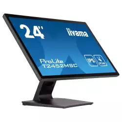 Монитор IIYAMA T2452MSC-B1AG, 23.8", IPS panel, 16:9, FHD 1920 x1080, 400cd/m2, 1000:1, 5ms, 10-pts PCAP touch, HDMI, DP, 2x USB, Audio out, Speakers, OSD key lock, Anti-fingerprint, Tilt, VESA 100, Black