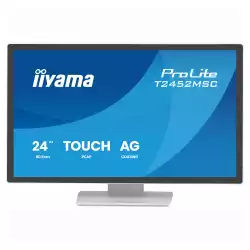 Монитор IIYAMA T2452MSC-W1AG, 24 inch, IPS panel, AG, FHD 1920x1080, 400cd/m2, 1000:1, 5ms, 10-pts PCAP touch, HDMI, DP, 2x USB, Audio out, Speakers, OSD key lock, Anti-fingerprint, Tilt, VESA 100, White