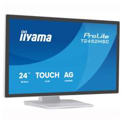Монитор IIYAMA T2452MSC-W1AG, 24 inch, IPS panel, AG, FHD 1920x1080, 400cd/m2, 1000:1, 5ms, 10-pts PCAP touch, HDMI, DP, 2x USB, Audio out, Speakers, OSD key lock, Anti-fingerprint, Tilt, VESA 100, White