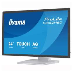 Монитор IIYAMA T2452MSC-W1AG, 24 inch, IPS panel, AG, FHD 1920x1080, 400cd/m2, 1000:1, 5ms, 10-pts PCAP touch, HDMI, DP, 2x USB, Audio out, Speakers, OSD key lock, Anti-fingerprint, Tilt, VESA 100, White