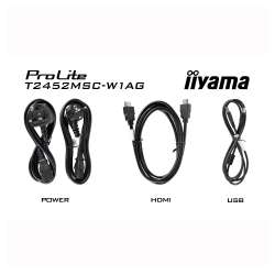 Монитор IIYAMA T2452MSC-W1AG, 24 inch, IPS panel, AG, FHD 1920x1080, 400cd/m2, 1000:1, 5ms, 10-pts PCAP touch, HDMI, DP, 2x USB, Audio out, Speakers, OSD key lock, Anti-fingerprint, Tilt, VESA 100, White