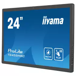 Монитор IIYAMA T2455MSC-B1, 23.8" IPS Panel, Projective Capacitive 10 points touch, 16:9, 1920x1080, 5ms, 350cd/m2, 1000:1, Anti-Fingerprint, 7H, Palm rejection, Webcam and Microphone, Blue light reducer, Flicker free, HDMI, DisplayPort, 2x USB, Speakers, Tilt, VESA 100, Black