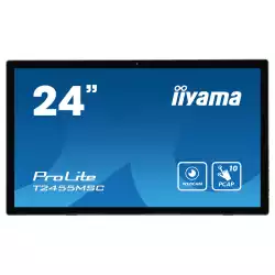 Монитор IIYAMA T2455MSC-B1, 23.8" IPS Panel, Projective Capacitive 10 points touch, 16:9, 1920x1080, 5ms, 350cd/m2, 1000:1, Anti-Fingerprint, 7H, Palm rejection, Webcam and Microphone, Blue light reducer, Flicker free, HDMI, DisplayPort, 2x USB, Speakers, Tilt, VESA 100, Black