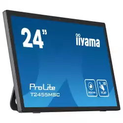Монитор IIYAMA T2455MSC-B1, 23.8" IPS Panel, Projective Capacitive 10 points touch, 16:9, 1920x1080, 5ms, 350cd/m2, 1000:1, Anti-Fingerprint, 7H, Palm rejection, Webcam and Microphone, Blue light reducer, Flicker free, HDMI, DisplayPort, 2x USB, Speakers, Tilt, VESA 100, Black