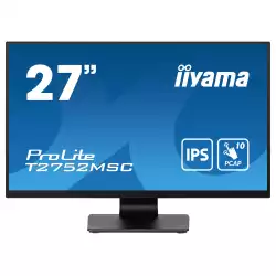 Монитор IIYAMA T2752MSC-B1, 27", IPS panel, Anti-Fingerprint, 7H, 16:9, 10-points PCAP touch, FHD 1920x1080, 400cd/m2, 1000:1, 5ms, 60Hz, OSD key lock, Flicker free, Blue light reducer, HDMI, DP, 2x USB, Mini jack, Speakers, Tilt, VESA 100, Black
