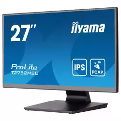 Монитор IIYAMA T2752MSC-B1AG, 27", IPS panel, AG, 7H, 16:9, 10-points PCAP touch, FHD 1920x1080, 400cd/m2, 1000:1, 5ms, 60Hz, OSD key lock, Flicker free, Anti- fingerprint, HDMI, DP, 2x USB, Audio out, Speakers, Tilt, VESA 100, Black