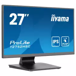 Монитор IIYAMA T2752MSC-B1AG, 27", IPS panel, AG, 7H, 16:9, 10-points PCAP touch, FHD 1920x1080, 400cd/m2, 1000:1, 5ms, 60Hz, OSD key lock, Flicker free, Anti- fingerprint, HDMI, DP, 2x USB, Audio out, Speakers, Tilt, VESA 100, Black