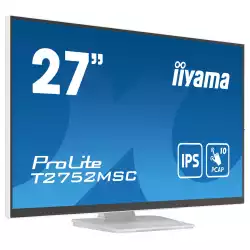 Монитор IIYAMA T2752MSC-W1, 27", IPS panel, Anti-Fingerprint, 7H, 16:9, 10-points PCAP touch, FHD 1920x1080, 400cd/m2, 1000:1, 5ms, 60Hz, OSD key lock, Flicker free, Blue light reducer, HDMI, DP, 2x USB, Mini jack, Speakers, Tilt, VESA 100, White