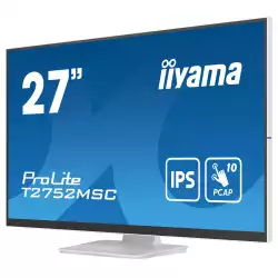 Монитор IIYAMA T2752MSC-W1, 27", IPS panel, Anti-Fingerprint, 7H, 16:9, 10-points PCAP touch, FHD 1920x1080, 400cd/m2, 1000:1, 5ms, 60Hz, OSD key lock, Flicker free, Blue light reducer, HDMI, DP, 2x USB, Mini jack, Speakers, Tilt, VESA 100, White