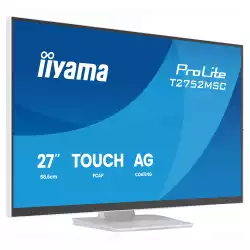 Монитор IIYAMA T2752MSC-W1AG, 27 inch, IPS panel, AG, 7H, 10-points PCAP touch, FHD 1920x1080, 400cd/m2, 1000:1, 5ms, 100Hz, OSD key lock, Anti-fingerprint, HDMI, DP, 2x USB, Audio out, Speakers, Tilt, VESA, White