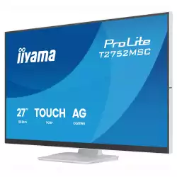 Монитор IIYAMA T2752MSC-W1AG, 27 inch, IPS panel, AG, 7H, 10-points PCAP touch, FHD 1920x1080, 400cd/m2, 1000:1, 5ms, 100Hz, OSD key lock, Anti-fingerprint, HDMI, DP, 2x USB, Audio out, Speakers, Tilt, VESA, White