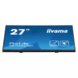 Монитор IIYAMA T2755QSC-B1, 27", IPS panel, Edge to edge glass, Optical bonded PCAP touch, Anti-Fingerprint, 16:9, QHD 2560 x 1440, 400cd/m2, 1000:1, 5ms, 75Hz, Palm rejection, MPP2.0, HDMI, DP, 2x USB, Speakers, Tilt, VESA 100, Black