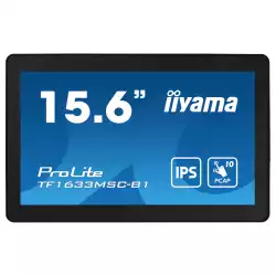 Монитор IIYAMA TF1633MSC-B1, 15.6", Open Frame, IPS panel, 16:9, 1920x1080, 450 cd/m2, 1000:1, 5ms, 10-points PCAP, IP54 Front, OSD key lock, Blue light reducer, Palm rejection, HDMI, DisplayPort, 2x USB, Tilt, Speakers, VESA 100, Black