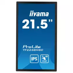 Монитор IIYAMA TF2238MSC-B1, 21.5", Open Frame, 10-point bonded PCAP, IPS Panel, 16:9, FHD 1920 x 1080, 600cd/m2, 1000:1, 5ms, IP1X Front, 7H, Blue light reducer, HDMI, DisplayPort, 2x USB, Speakers, Portrait, Face up, VESA 100, Black