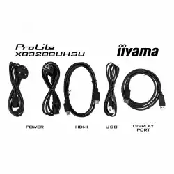 Монитор IIYAMA XB3288UHSU-B5, 31.5" VA Panel, 4K UHD 3840x2160, 300cd/m2, 3ms, 3000:1, 80M:1, 2x HDMI, DisplayPort, 2x USB, HDCP, FreeSync support, HDR, Flicker free, Blue light reducer, Speakers, HAS, Swivel, Tilt, VESA 100, Black