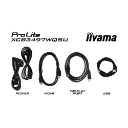 Монитор IIYAMA XCB3494WQSU-B1, 34", Curved VA panel, AG, 21:9, UWQHD 3440 x 1440, 350cd/m2, 3000:1, 0.4ms, 120Hz, FreeSync Premium, Flicker free, Blue light reducer, 2x HDMI, DP, 4x USB, Audio out, HAS, Swivel, Tilt, Pivot, VESA 100, Black