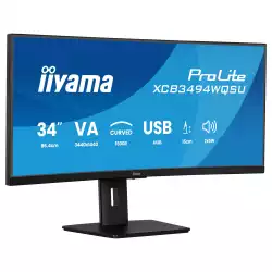 Монитор IIYAMA XCB3494WQSU-B1, 34", Curved VA panel, AG, 21:9, UWQHD 3440 x 1440, 350cd/m2, 3000:1, 0.4ms, 120Hz, FreeSync Premium, Flicker free, Blue light reducer, 2x HDMI, DP, 4x USB, Audio out, HAS, Swivel, Tilt, Pivot, VESA 100, Black