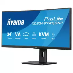 Монитор IIYAMA XCB3497WQSNP-B1, 34", Curved VA panel, AG, 21:9, UWQHD 3440 x 1440, 350cd/m2, 3000:1, 0.4ms, 120Hz, KVM, FreeSync Premium, Flicker free, Blue light reducer, 2x HDMI, DP, USB-C, 4x USB, LAN, Speakers, HAS, Swivel, Tilt, Pivot, VESA 100, Black