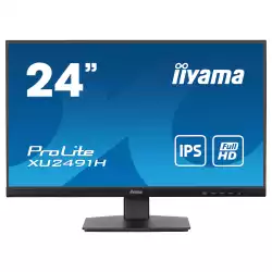 Монитор IIYAMA XU2491H-B1, 23.8", IPS panel, 16:9, AG, FHD 1920x1080, 300cd/m2, 1300:1, 0.5ms, 100Hz, Adaptive Sync, Flicker free, Blue light reducer, HDMI, DisplayPort, Audio out, Tilt, VESA 100, Black