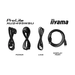 Монитор IIYAMA XU2495WSU-B7, 24.1" IPS LED panel, AG, 16:10, WUXGA 1920x1200, 300cd/m2, 1000:1, 80M:1, 4ms, Flicker free, HDMI, DP, 3x USB, USB-C, Speakers, Tilt, VESA 100, Black