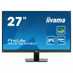 Монитор IIYAMA XU2763HSU-B1, 27", IPS LED panel, 3-side borderless, Anti-Glare, 16:9, FHD 1920x1080, 100Hz, 3ms, 250cd/m2, 1300:1, 80M:1, FreeSync support, Blue light reducer, Flicker free, HDMI, DP, 2x USB, Speakers, Tilt, EPEAT Silver, VESA 100, Black, Energy Class B