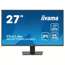 Монитор IIYAMA XU2792UHSU-B6, 27", IPS LED panel, 3840x2160, 4ms, 350cd/m2, 1300:1, 80M:1, HDMI, DisplayPort, USB-C, 3xUSB 3.2, Speakers, Flicker free, Blue light reducer, Tilt, VESA 100, Black