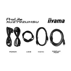 Монитор IIYAMA XU2792UHSU-B6, 27", IPS LED panel, 3840x2160, 4ms, 350cd/m2, 1300:1, 80M:1, HDMI, DisplayPort, USB-C, 3xUSB 3.2, Speakers, Flicker free, Blue light reducer, Tilt, VESA 100, Black
