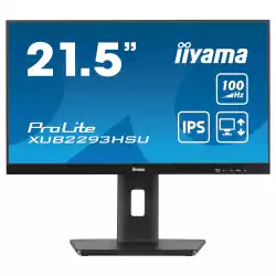 Монитор IIYAMA XUB2293HSU-B7, 21.5", IPS panel, 16:9, AG, FHD 1920x1080, 300cd/m2, 1000:1, 80M:1, 100Hz, 1ms, Flicker free, Blue light reducer, HDMI, DP, 2x USB, Audio out, Speakers, HAS, Swivel, Tilt, Pivot, VESA 100, Black