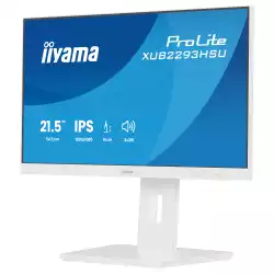 Монитор IIYAMA XUB2293HSU-W7, 21.5", IPS panel, 16:9, AG, FHD 1920x1080, 300cd/m2, 1000:1, 80M:1, 100Hz, 1ms, Flicker free, Blue light reducer, HDMI, DP, 2x USB, Audio out, Speakers, HAS, Swivel, Tilt, Pivot, VESA 100, White