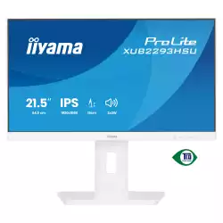 Монитор IIYAMA XUB2293HSU-W7, 21.5", IPS panel, 16:9, AG, FHD 1920x1080, 300cd/m2, 1000:1, 80M:1, 100Hz, 1ms, Flicker free, Blue light reducer, HDMI, DP, 2x USB, Audio out, Speakers, HAS, Swivel, Tilt, Pivot, VESA 100, White