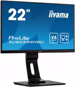 Монитор IIYAMA XUB2294HSU-B1 21.5" VA Panel LED Panel, 1920x1080, 250cd/m2, 3000:1, 4ms, VGA, HDMI, Displayport, USB, speakers, Height adjustment, Pivot, Черен